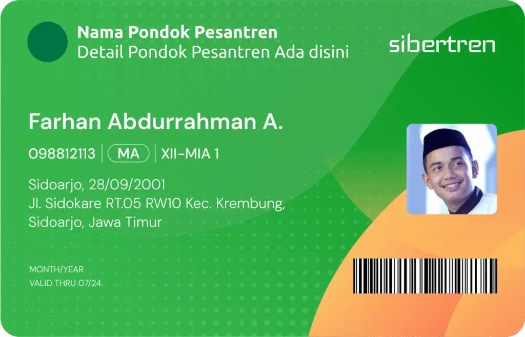 contoh kartu santri pondok pesantren dari sibertren